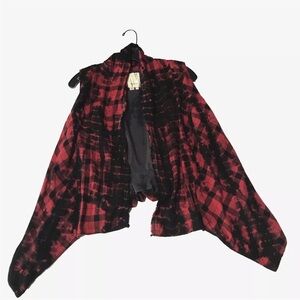 Anthropologie Elevenses Flannel Vest Small Plaid Grunge Indie Goth Punk Y2K